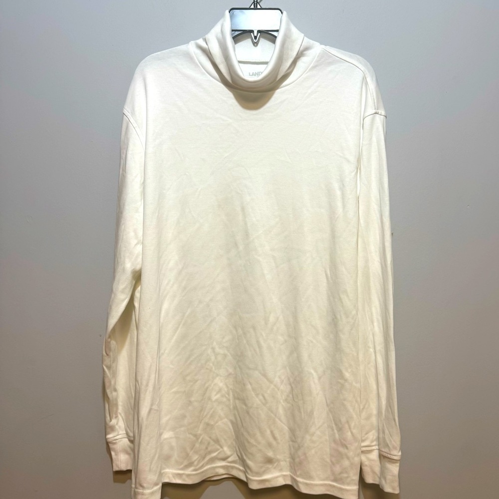 Lands'‎ End White Turtleneck Sweater Soft Knit Classic. Size XL